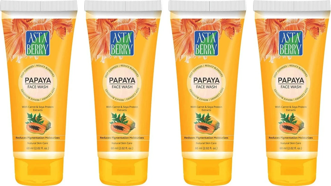 Astaberry Papaya Face Wash | Brightening & Deep Cleansing Face Cleanser for Glowing Skin | Removes Dirt & Excess Oil | 60ml