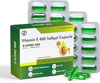 Vitamin E 400mg Softgel Capsules | Antioxidant Supplement for Skin, Hair & Cellular Health | 10 Softgel Capsules