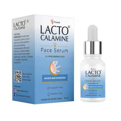 Lacto Calamine 2% Hyaluronic Acid Face Serum | Intense Hydration &amp; Plumping Serum for Soft, Glowing Skin | 30ml
