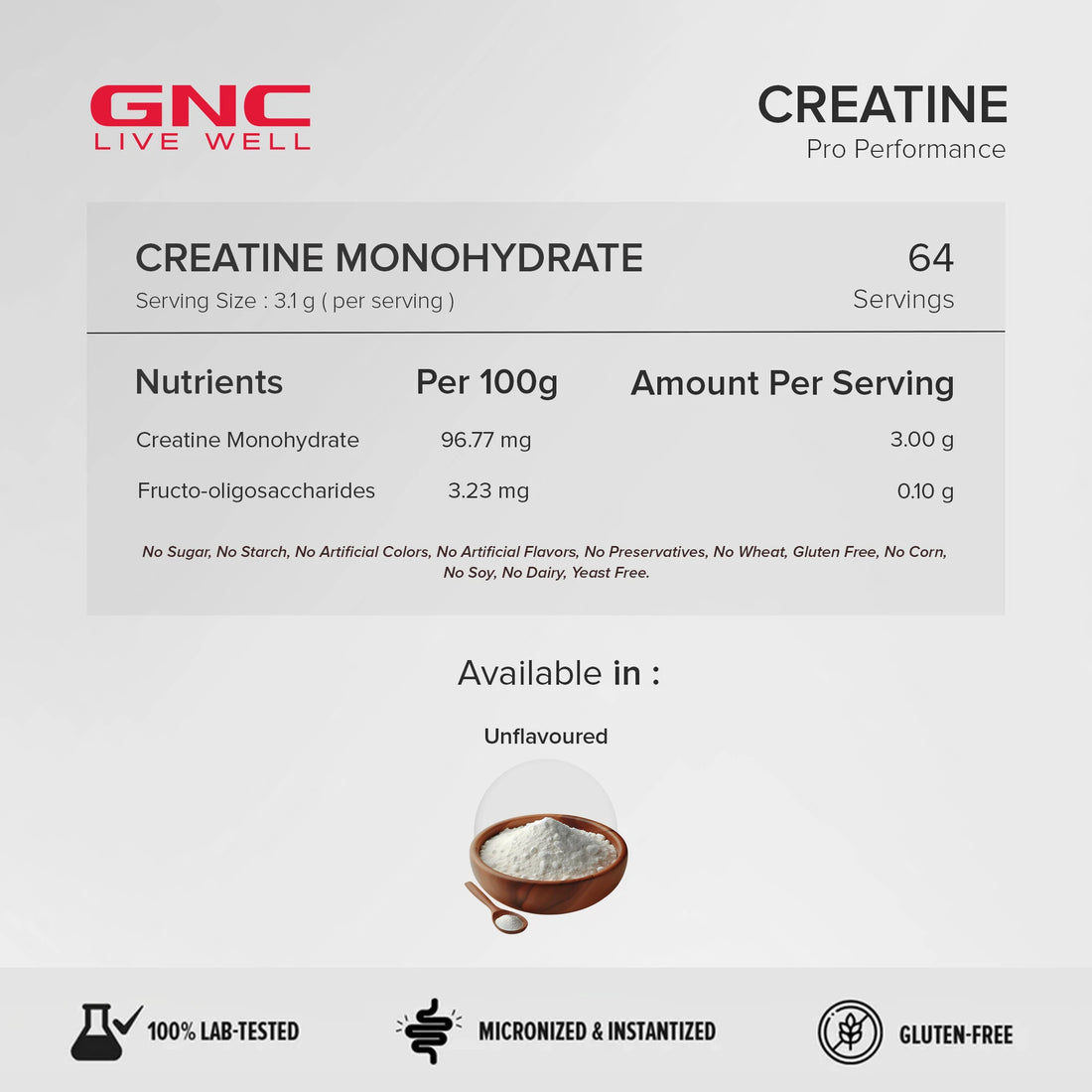 GNC Pro Performance Creatine Monohydrate (100gms)